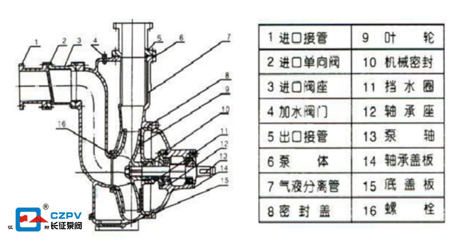 自吸排污泵結構圖