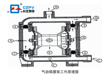 單向氣動隔膜泵的工作原理圖